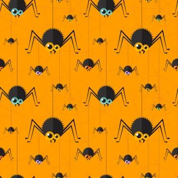 Vector halloween spider seamless background. Eps10 Stock Illustration