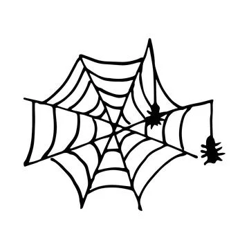 Vector Halloween spider web with two spiders. Stock Illustration