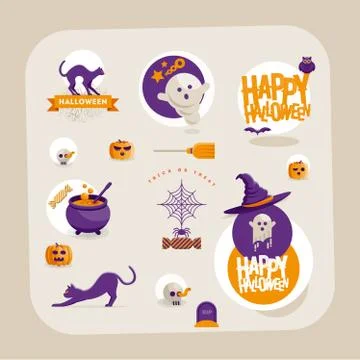 Vector Halloween symbol design set Stock Illustration