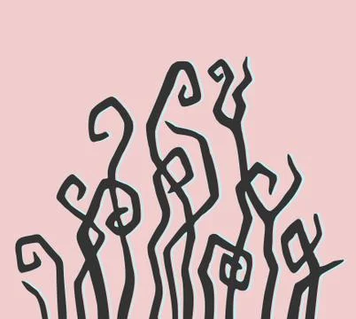 Vector halloween texture with abstract zigzag branches in black and blue on a Stock Illustration