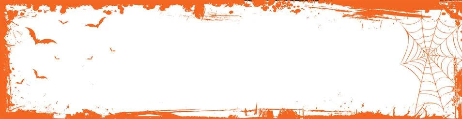 Vector Halloween web banner billboard size template background with bats, spi Stock Illustration