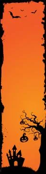 Vector Halloween web banner vertical wide skyscraper size template background Stock Illustration