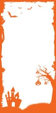 Vector Halloween web banner vertical half page ad size template background wi Stock Illustration