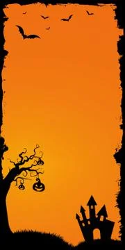 Vector Halloween web banner vertical half page ad size template background wi Stock Illustration