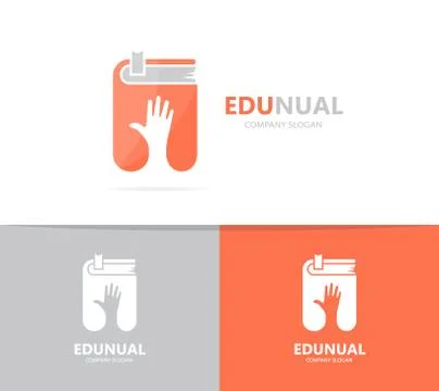 Vector of hand and book logo combination. Arm and library symbol or icon. Unique Stock Illustration