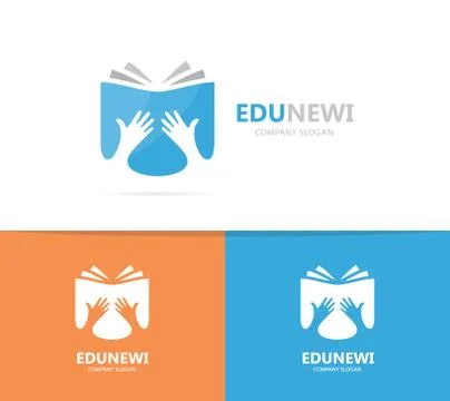 Vector of hand and book logo combination. Arm and library symbol or icon. Unique Stock Illustration