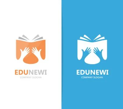 Vector of hand and book logo combination. Arm and library symbol or icon. Unique Stock Illustration