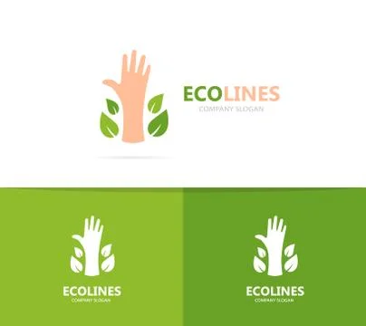Vector of hand and leaf logo combination. Arm and eco symbol or icon. Unique Stock Illustration