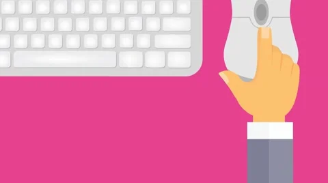 Vector Hand Clicking Mouse - Animation - Hand-Drawn - Green Screen - Loop - Stock Footage