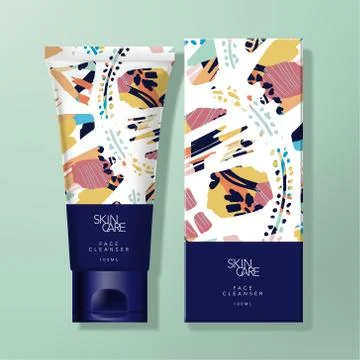 Vector Hand Cream or Cleanser Tube &amp; Carton Box Packaging Stock Illustration