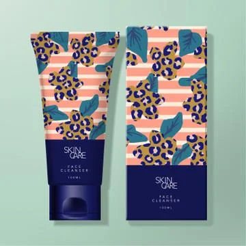 Vector Hand Cream or Cleanser Tube &amp; Carton Box Packaging Stock Illustration