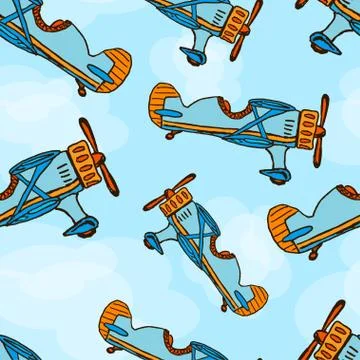 Vector hand draw cartoon airplane Stock Illustration