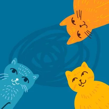 Vector hand draw cats in graphic doodle style. 스톡 일러스트