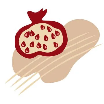 Vector hand draw composition with pomegranate. Trendy home decor. Modern colo Stock Illustration