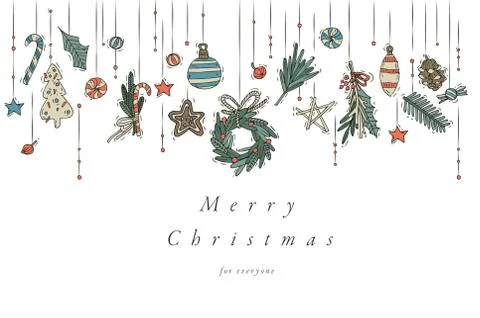 Vector hand draw design for Christmas greetings card colorful color. Typography Stock Illustration