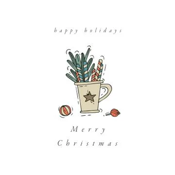 Vector hand draw design for Christmas greetings card colorful color. Typography Stock Illustration