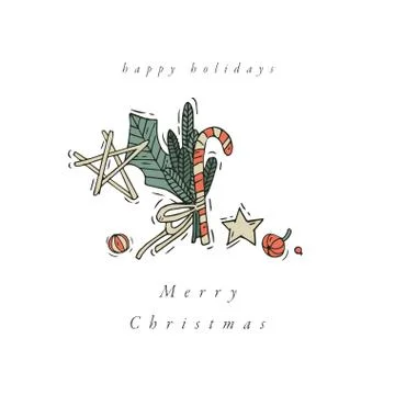 Vector hand draw design for Christmas greetings card colorful color. Typography Stock Illustration