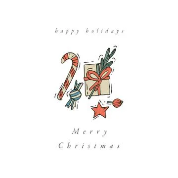 Vector hand draw design for Christmas greetings card colorful color. Typography Stock Illustration