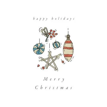 Vector hand draw design for Christmas greetings card colorful color. Typography Stock Illustration