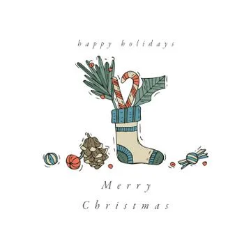 Vector hand draw design for Christmas greetings card colorful color. Typography Stock Illustration