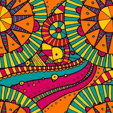 Vector hand draw ethnic background Stock Illustration