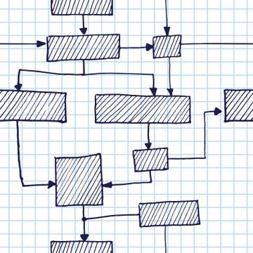 Vector hand draw flowchart seamless background Illustrazione stock