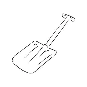Vector hand draw illustration of shovel isolated on white background. snow sh Illustration