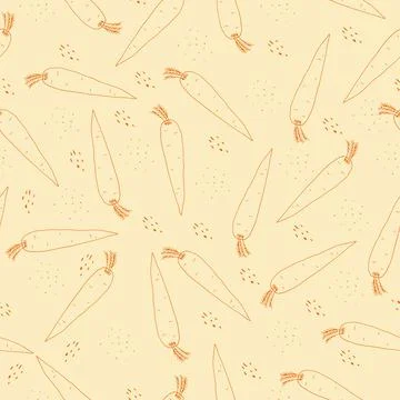 Vector, hand draw seamless pattern of carrot vegetable. Doodle illustration. Illustrazione stock