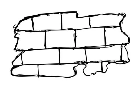 Vector hand draw simple doodle sketch crack brick wall, isolated on white Stock Illustration