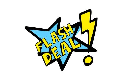 Vector Hand Draw Sketch Announcement, Flash Sale, Blue and Yellow Isolated on Stock Illustration