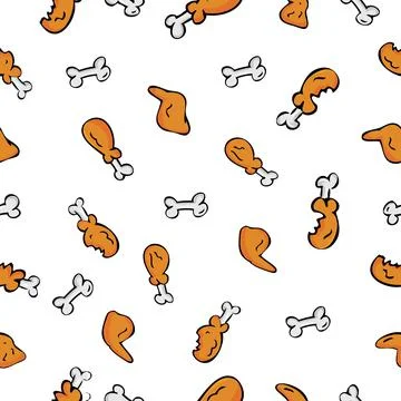 Vector Hand Draw Sketch chicken leg, wing, thigh, Bone, isolated on white Stock Illustration