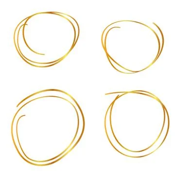 Vector Hand Draw Sketch multiple line golden circle crayon message note Stock Illustration