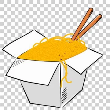 Vector Hand Draw Sketch, Noodle and Chopstick at Transparent Effect Backgroun Illustrazione stock