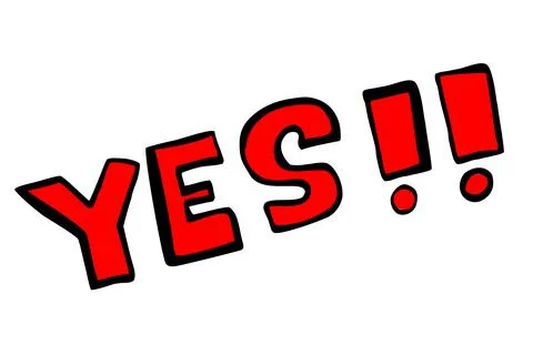 Vector Hand Draw Sketch Yes with Exclamation sign, Red and Yellow Isolated on Stock Illustration