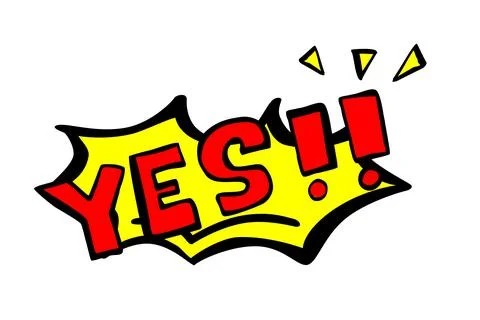 Vector Hand Draw Sketch Yes with Exclamation sign, Red and Yellow Isolated on Stock Illustration