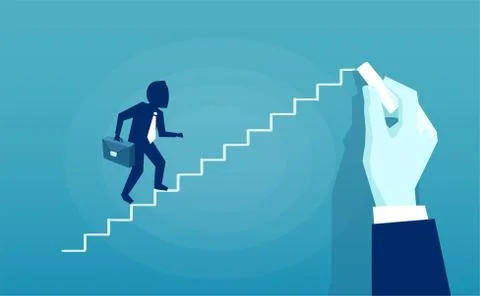 Vector of a hand drawing career ladder of an employee Stock Illustration