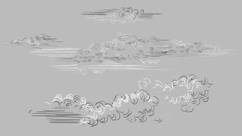 Vector hand drawing clouds grey Stock Illustration