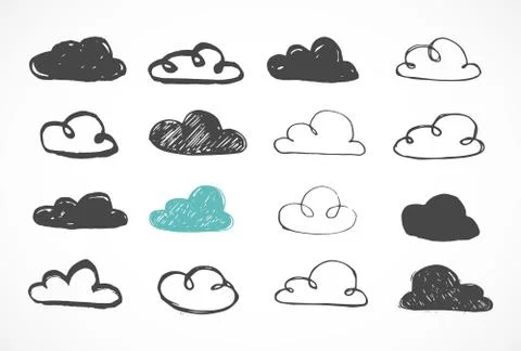 Vector hand drawing clouds icons Stock Illustration