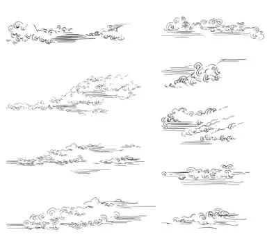 Vector hand drawing clouds Stock Illustration