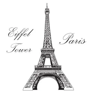 Vector hand drawing illustration Eiffel tower Stock Illustration