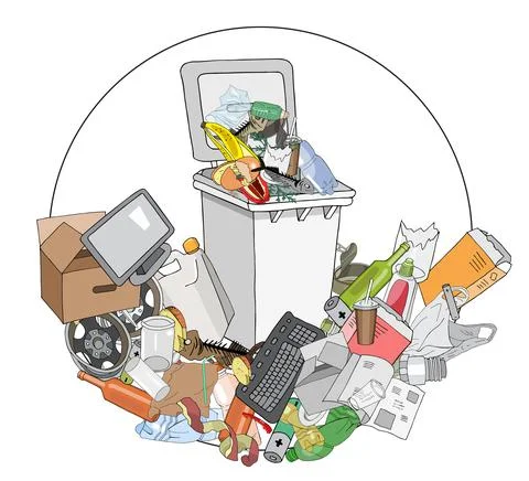 Vector hand drawing illustration of Trash can isolated on white Stock Illustration