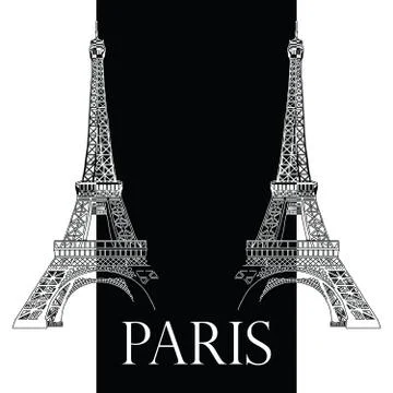 Vector hand drawing illustration with two Eiffel towers イラスト素材