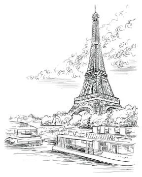 Vector hand drawing Paris, part 3 Illustrazione stock