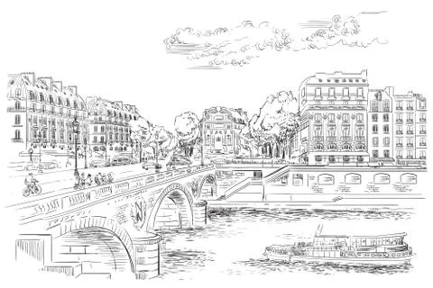 Vector hand drawing Paris, part 7 Stock Illustration