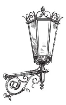 Vector hand drawing street lantern Stock Illustration