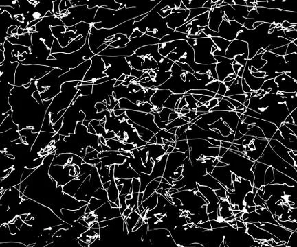 Vector hand drawn abstract black and white pattern. Grunge dots and squiggly Stock Illustration