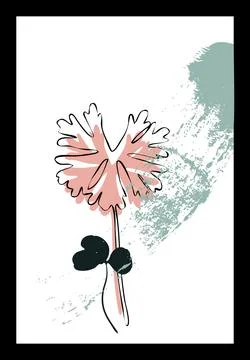 Vector hand drawn abstract wall art, minimalistic boho ink painting style Stock Illustration