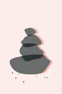 Vector hand drawn abstract wall art, minimalistic boho ink painting style Stock Illustration