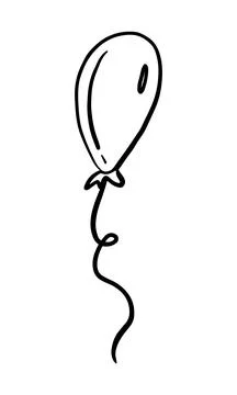 Vector hand drawn air balloon for birthday party, celebration. Doodle oval form, Stock Illustration