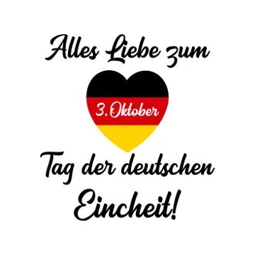 Vector hand drawn Alles Liebe zum Tag der deutschen Eincheit quote in German Stock Illustration